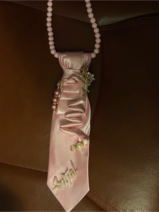 Jewelry - Pink Satin Beaded Pendant Necklace